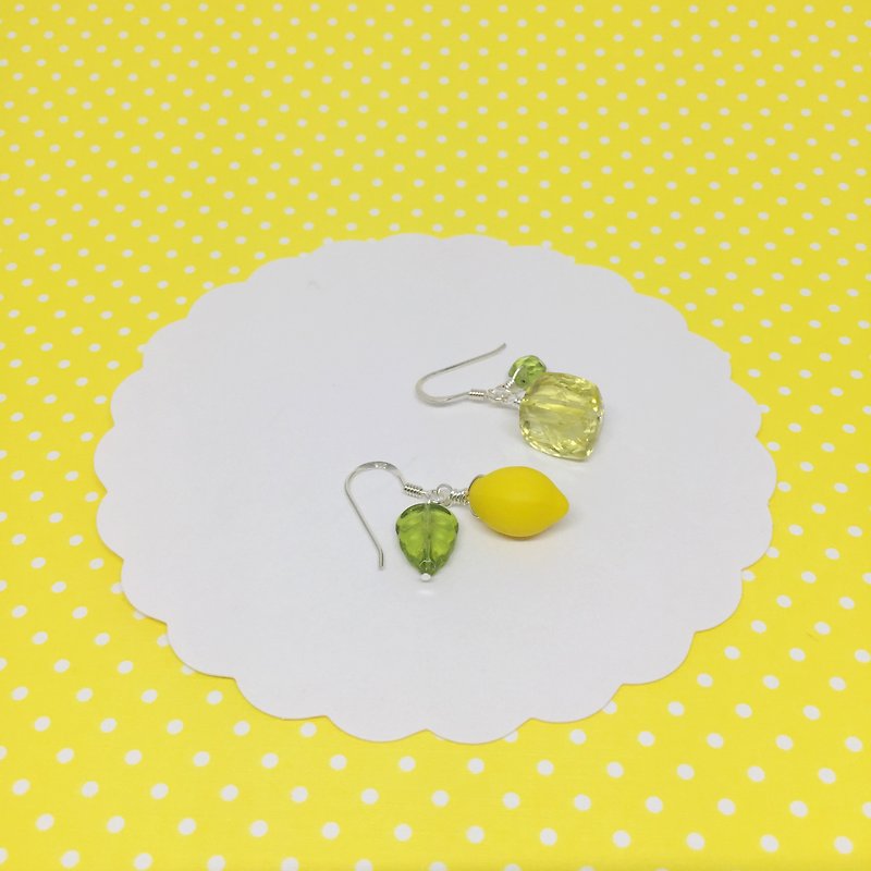 Metamorphosis of lemon, asymmetrical earrings - Earrings & Clip-ons - Other Materials Yellow