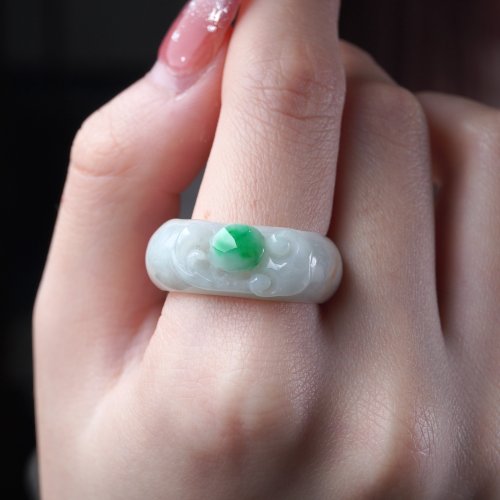 瓔珞珠寶盒 E.L.Jewelry Box 飄陽綠翡翠如意玉戒 | 國際18圍 | 天然緬甸玉翡翠A貨 | 送禮
