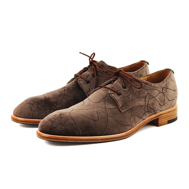 Derby shoes Edward M1170 Brown Velvet - รองเท้าหนังผู้ชาย - ผ้าฝ้าย/ผ้าลินิน สีนำ้ตาล