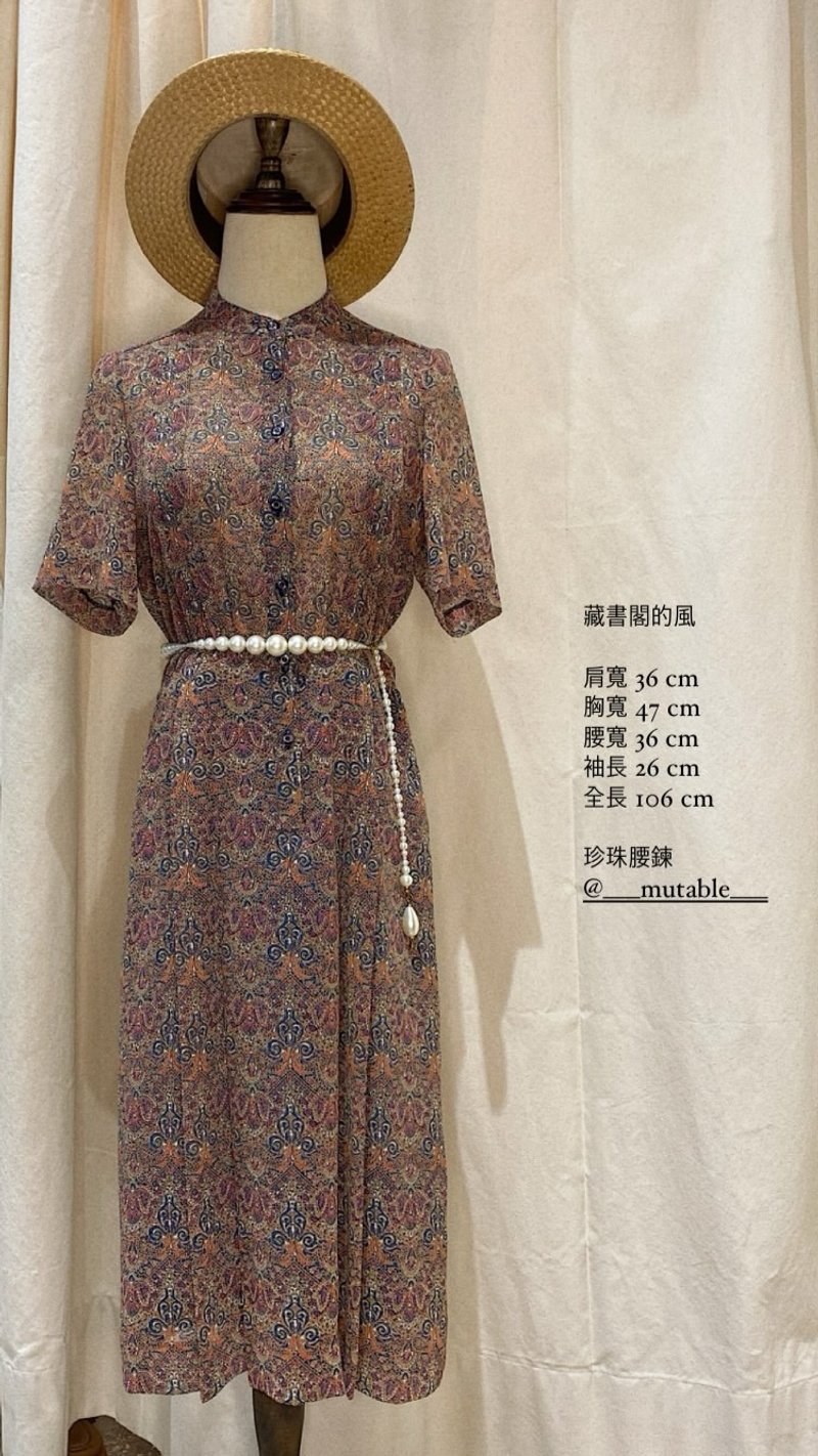 藏書閣的風古著短袖洋裝 - 洋裝/連身裙 - 聚酯纖維 多色