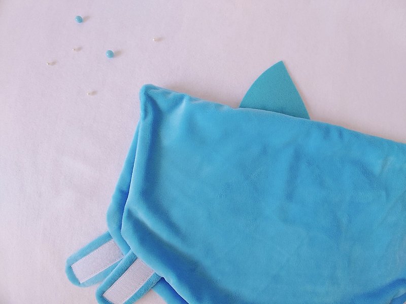 【海洋夢境】寵物貓咪 鯊魚斗篷丨被子丨毯子 - 寵物衣服 - 聚酯纖維 藍色