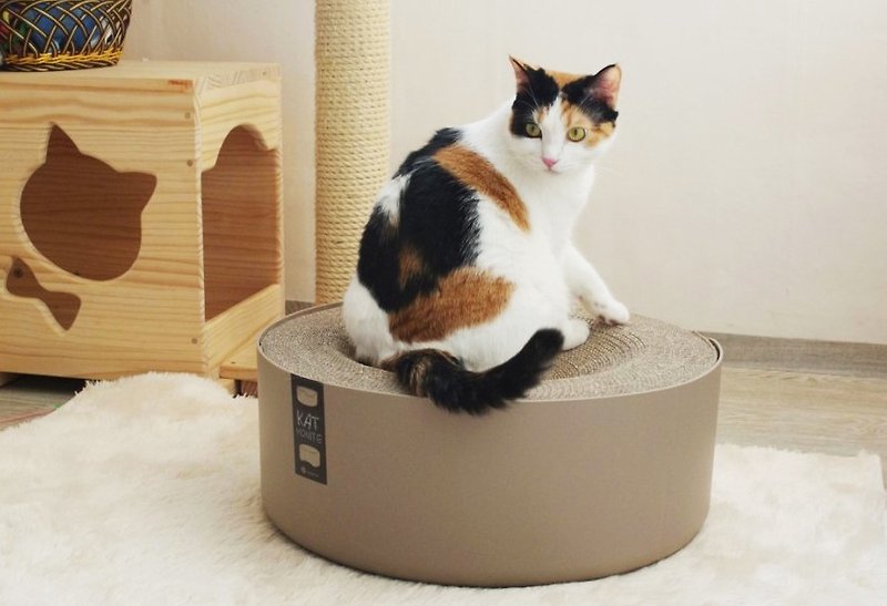 กระดาษ ที่นอนสัตว์ สีกากี - KOGONGCAT cat scratch bed-multi-function cat bed (brown apricot gray)