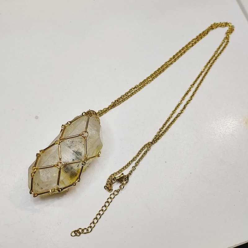 水晶原石吊墜頸錬 - 可以自己更換水晶原石 - 項鍊 - 其他金屬 