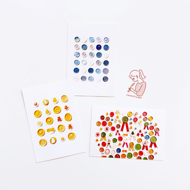 Set of 3 sealing stamp postcards - Cards & Postcards - Paper Multicolor