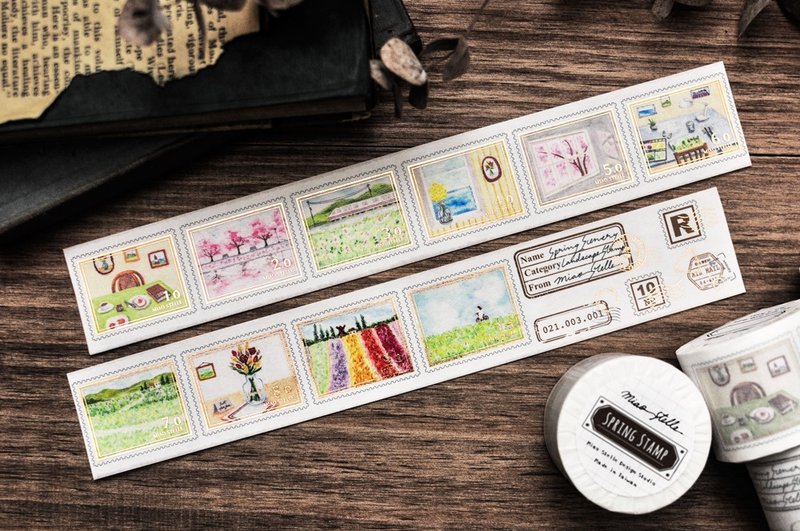 Spring Stamp Washi Tape - 4cm - มาสกิ้งเทป - กระดาษ หลากหลายสี