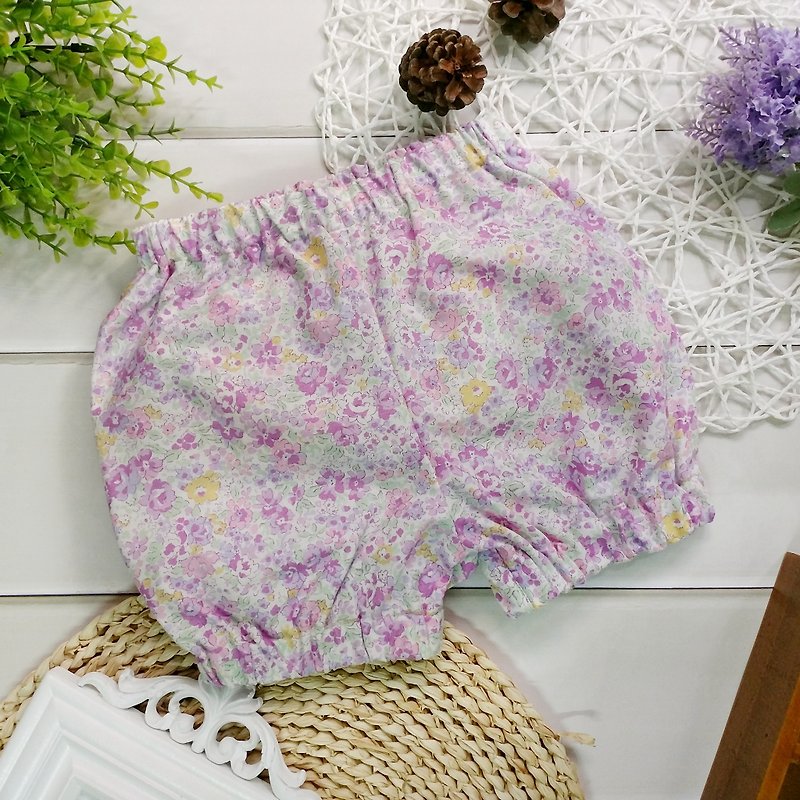 Light purple floral baby pants pumpkin pants bread pants - กางเกง - ผ้าฝ้าย/ผ้าลินิน สีม่วง