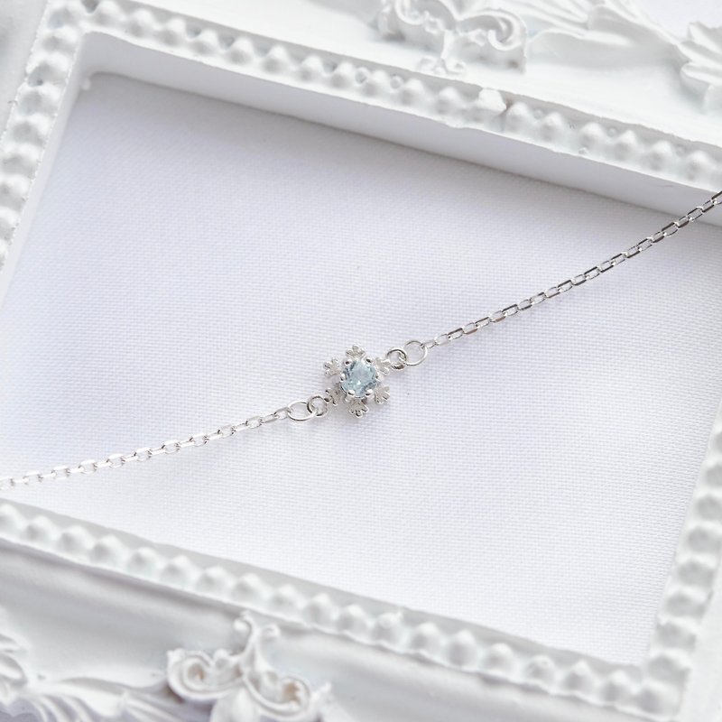 Blue Stone Sterling Silver Snowflake bracelet - Bracelets - Gemstone Silver
