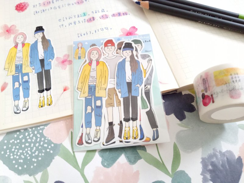 男孩女孩貼紙組/自信的你 - 貼紙 - 紙 多色