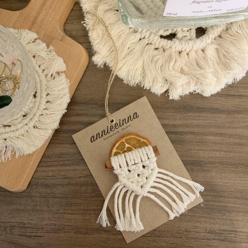 Macrame 編織 肉桂 柑橘 吊飾 小卡 - 卡片/明信片 - 其他材質 