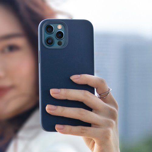 UNIQ iPhone 12系列 LinoHue液態矽膠抗菌手機殼-藍
