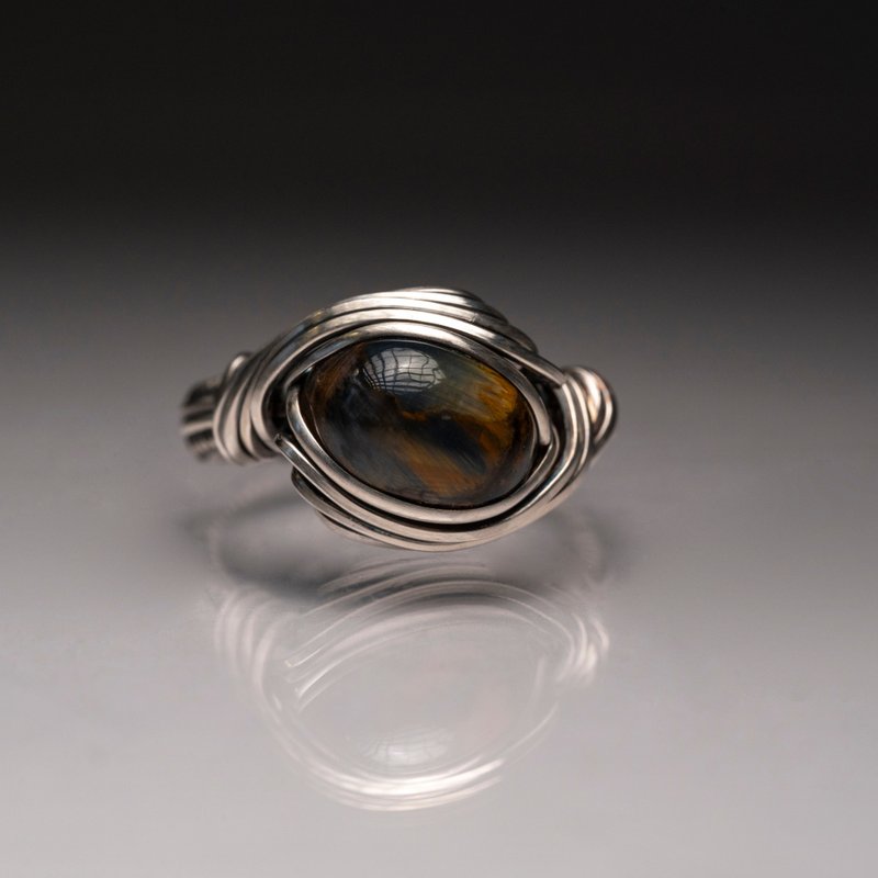 【Wrap Around Studio】S925 sterling silver | Wire Wrapping | Pietersite Ring - แหวนทั่วไป - เงินแท้ หลากหลายสี