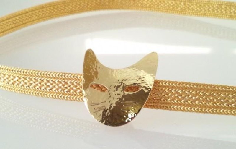 Cat face ◇ Brass band clasp - Other - Other Metals Gold