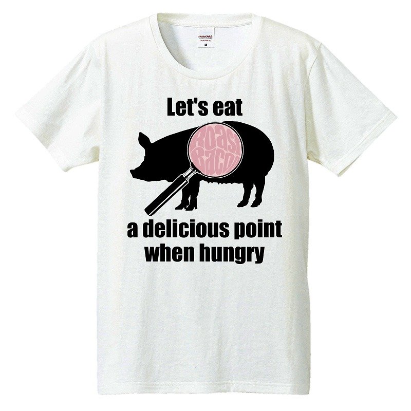 Tシャツ / Delicious points (豚) - 男 T 恤 - 棉．麻 白色
