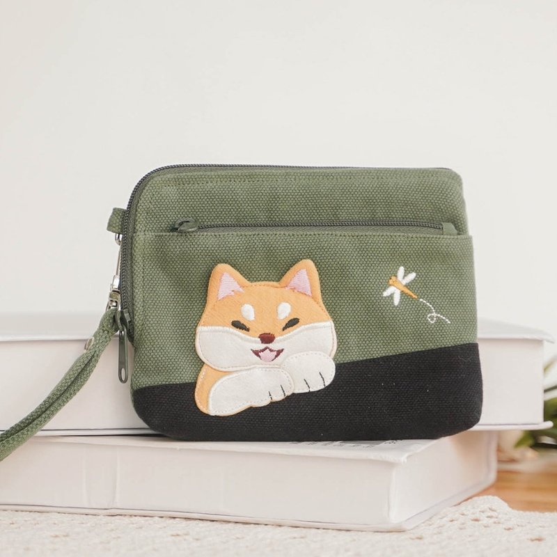 Shiba Inu Baby Coin Storage Bag with Hand Hook String [820514] - Coin Purses - Cotton & Hemp Blue