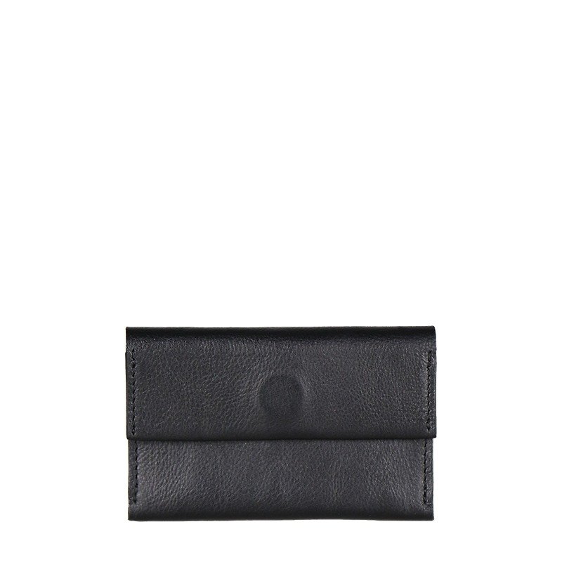 HANDOS texture Cikou series leather business card - Black - ที่เก็บนามบัตร - หนังแท้ สีดำ