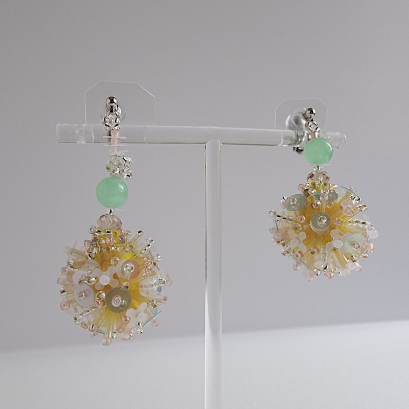 Botanical【Coil Spring Earrings】 - ต่างหู - เครื่องประดับพลอย สีเหลือง