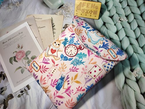 FEN手工小鋪 彩色噴墨系列-粉愛麗絲兔電子書平板套-電子書保護套-7.8吋收納袋