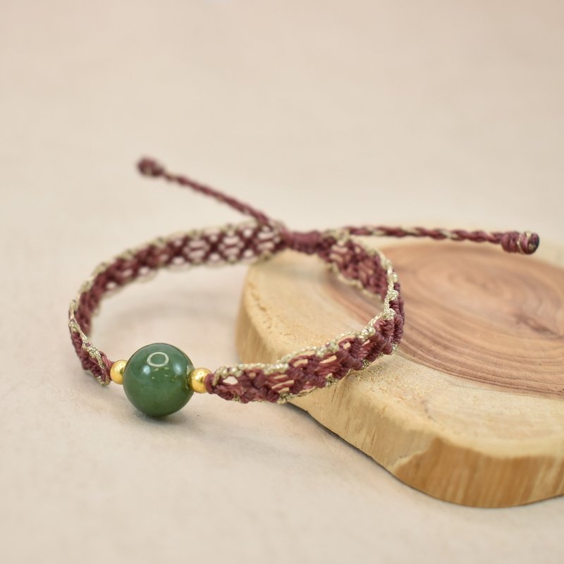 MIRROR Huang Xuanyuan-Biyuan Gold Silk Jadeite Wax Line Bracelet - สร้อยข้อมือ - หยก 