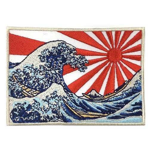 A-ONE 神奈川沖浪裏 旭日旗 日本浮世繪刺繡 海軍 PATCH 刺繡布章 貼布