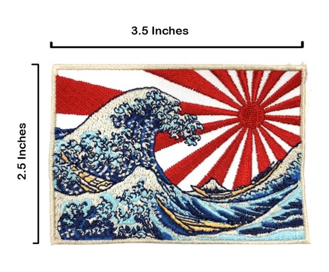 神奈川サーフライジングサンフラッグ日本浮世絵刺繡ネイビー