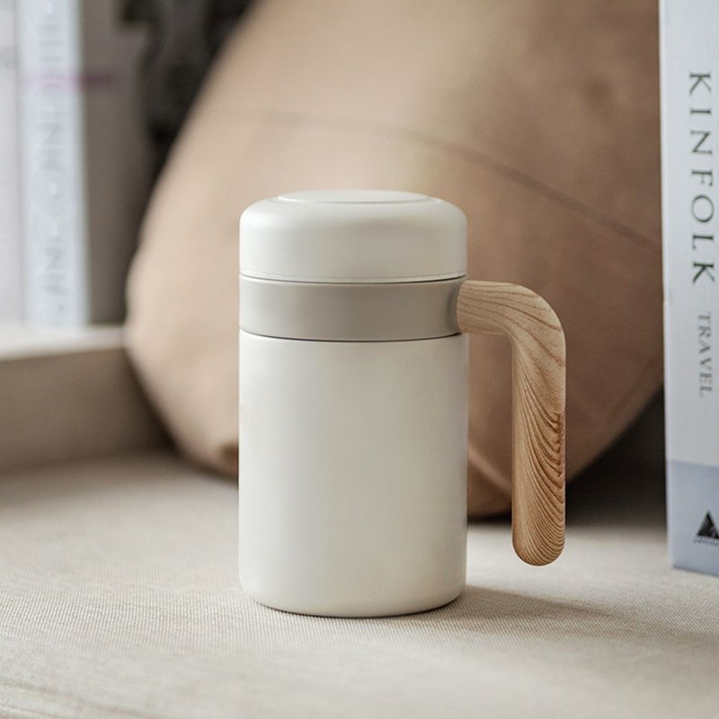 【SWANZ】Porcelain Core Mug (420ml Pearl White) - กระบอกน้ำร้อน - ดินเผา ขาว