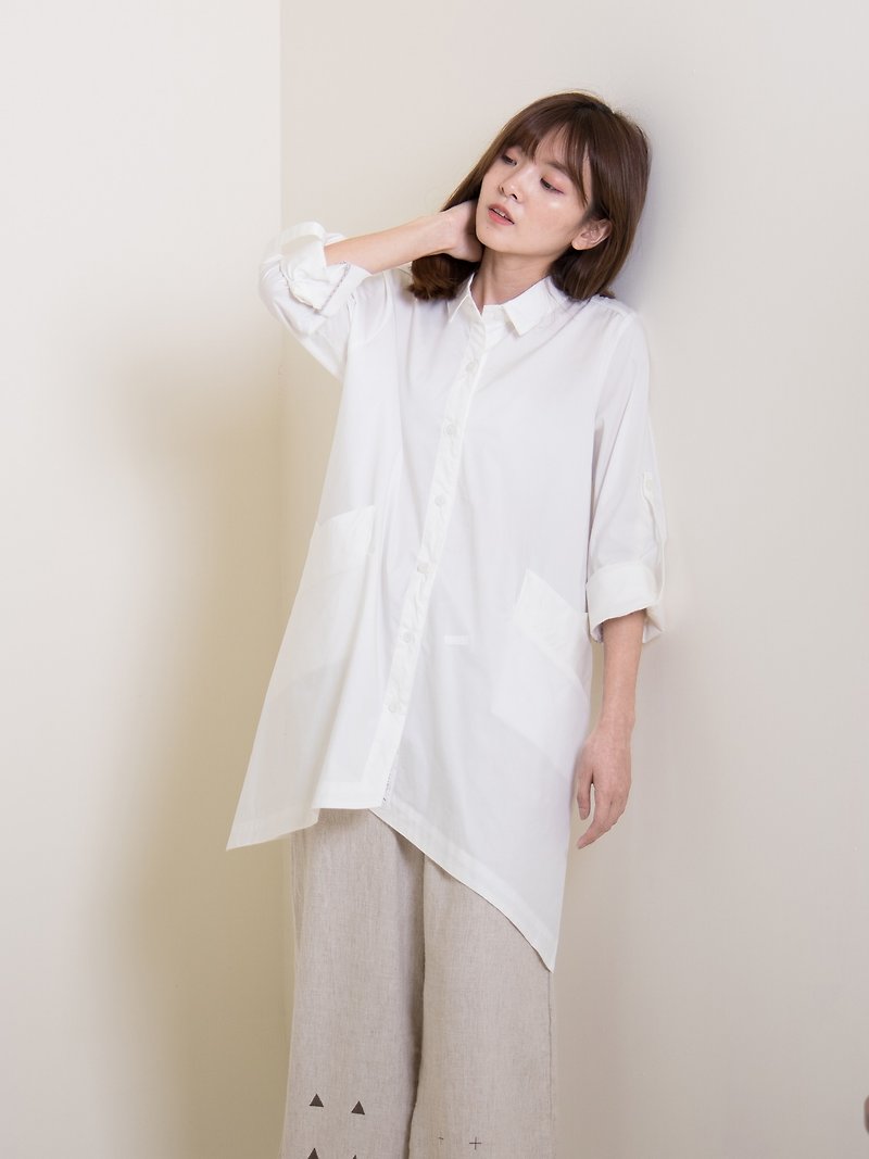 Back pocket shirt - Women's Shirts - Polyester White