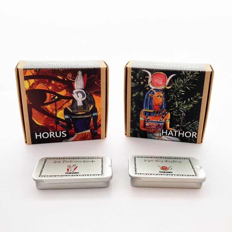 Egyptian mythology series essential oil balm set/HATHOR Thor + HORUS Horus. Essential oil aromatherapy - น้ำหอม - น้ำมันหอม สีส้ม