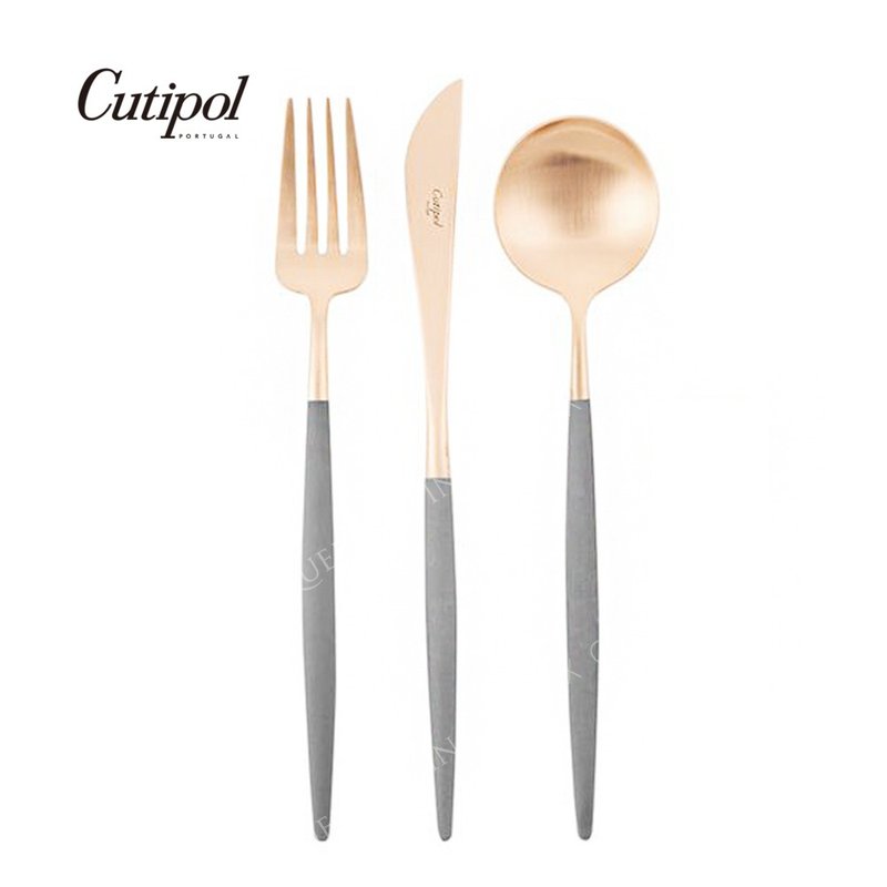 GOA GEAY ROSE GOLD 3 PIECES SET (TABLE FORK/SPOON/CHOPSTICKS SET) - ช้อนส้อม - สแตนเลส สีเทา