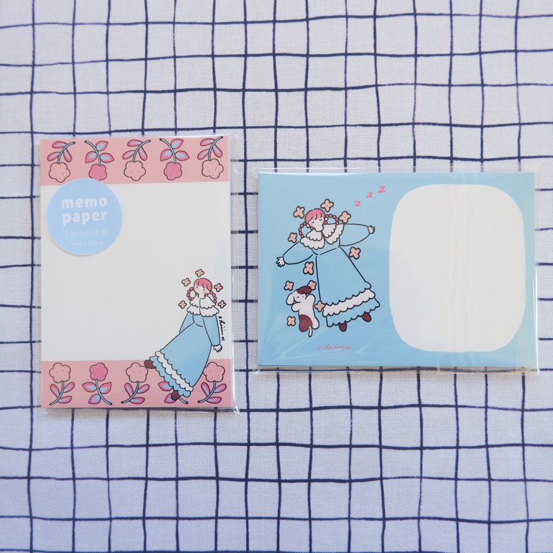 Memo Paper A7 Dazed Girl and Dog - Notebooks & Journals - Paper Pink
