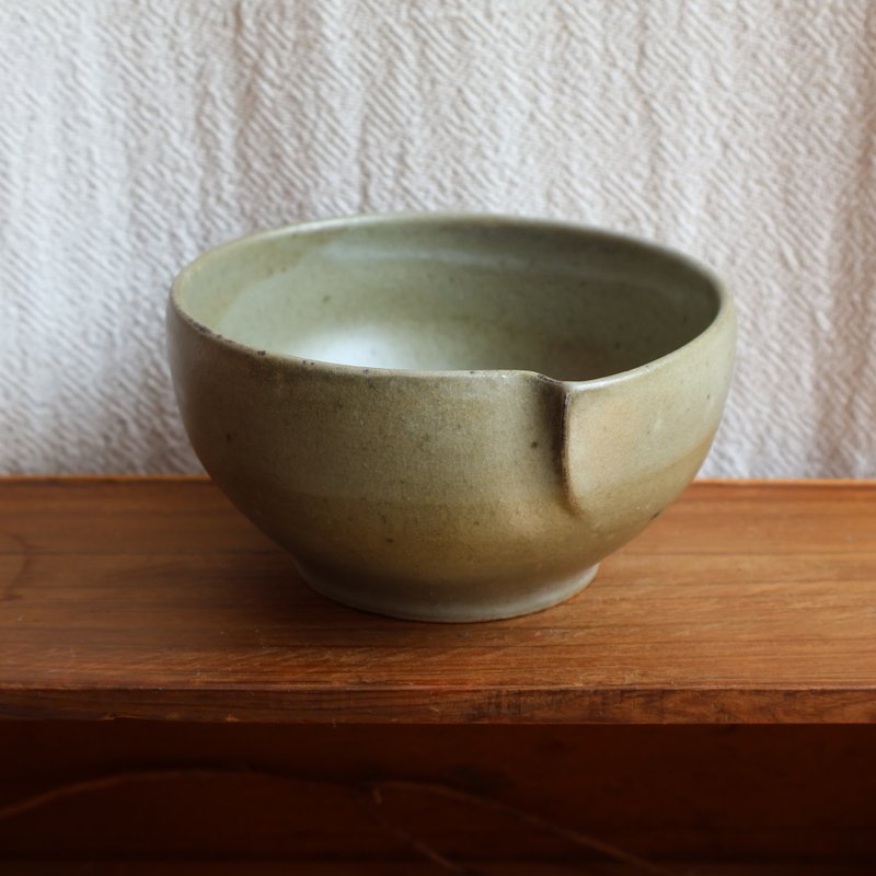 碧玉柔痕 柴燒陶茶碗 - 茶壺/茶杯/茶具 - 陶 綠色