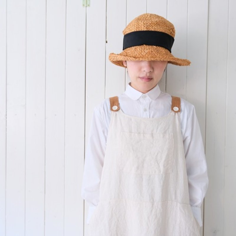 Linen dress, off-white, with lining skirt - ชุดเดรส - ผ้าฝ้าย/ผ้าลินิน 