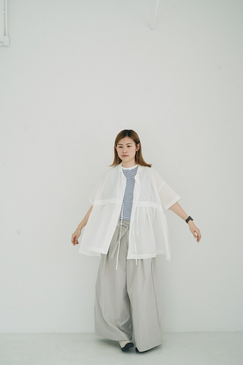 Side tie jacket - white - Women's Tops - Cotton & Hemp White