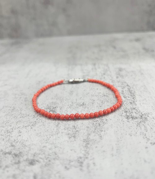 Juno Jewelry 嘉龍珠寶 天然珊瑚手鏈 沙丁圓珠2.5 ~ 3mm 串珠手鍊