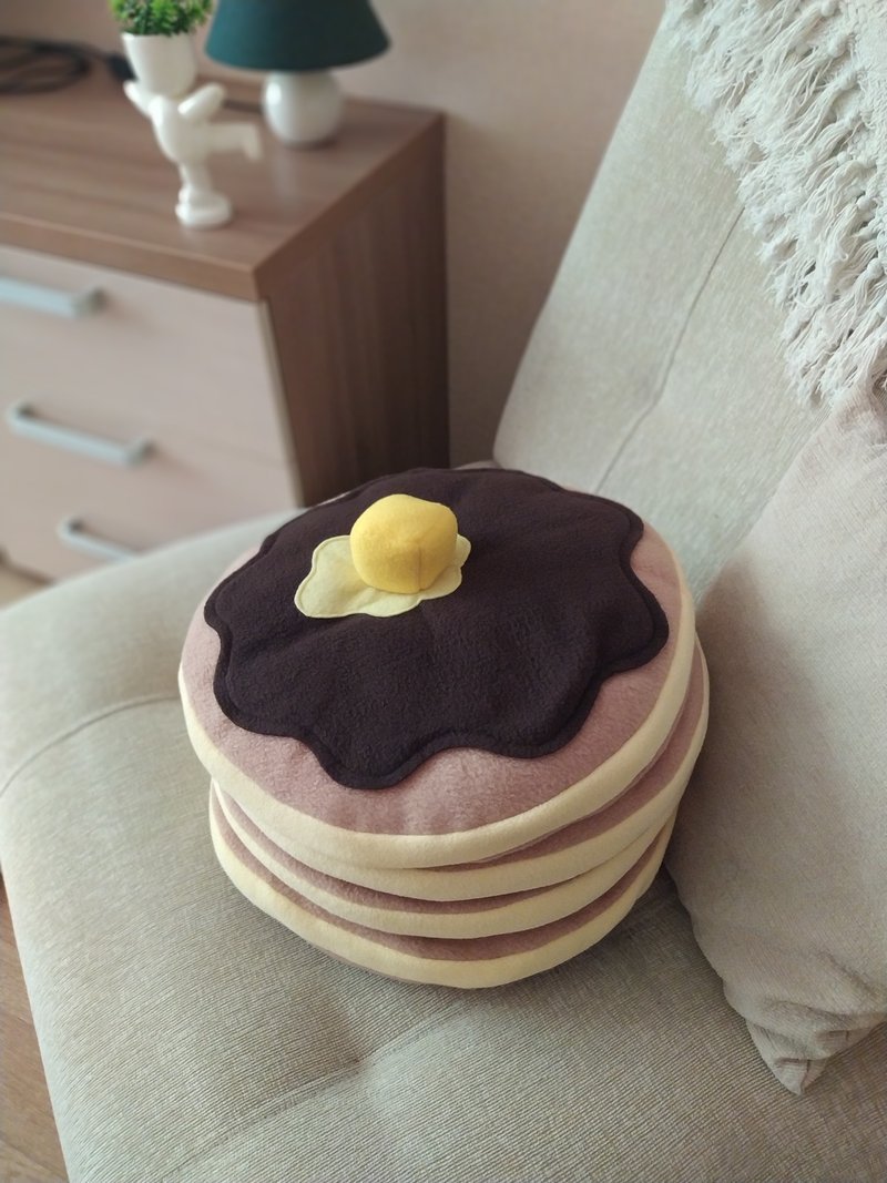 Pancakes pillow, Breakfast, Pancake party, Food decorative pillow, Nursery decor - 枕頭/抱枕 - 其他材質 橘色