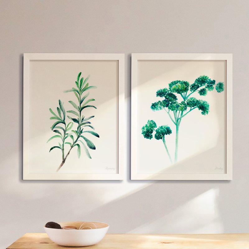 KITCHEN GARDEN 廚房餐廳掛畫 植物水彩複製畫 香芹裝飾畫 - 海報/掛畫/掛布 - 紙 多色