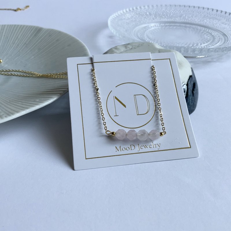 【Cherry Blossom】Rose Quartz Pendant Necklace - สร้อยคอ - คริสตัล 