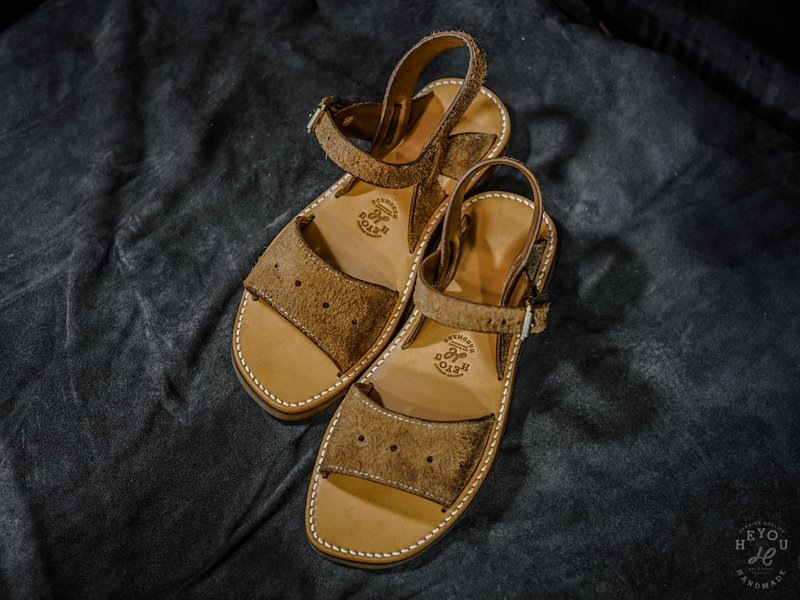 Leather Sandals 復刻法軍公發皮革涼鞋-黃棕 - 涼鞋 - 真皮 多色