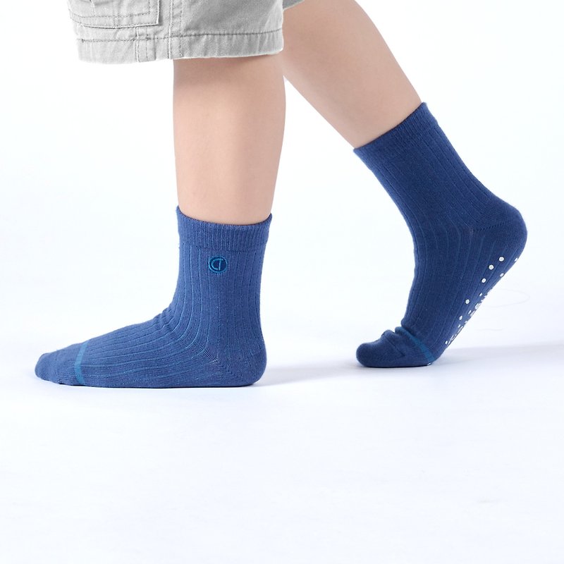 Bloom/Blue (13-15, 16-18, 19-22cm)-MIT designed children's mid-calf socks - ถุงเท้า - ผ้าฝ้าย/ผ้าลินิน สีน้ำเงิน