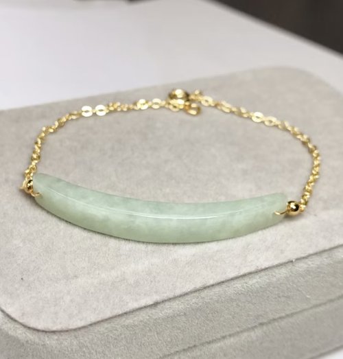 瓔珞珠寶盒 E.L.Jewelry Box 【願‧無事】冰種翡翠無事牌手鍊 14K包金 | 天然緬甸玉A貨翡翠