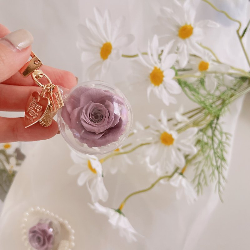 永生玫瑰鑰匙圈 - 乾花/永生花 - 植物．花 多色