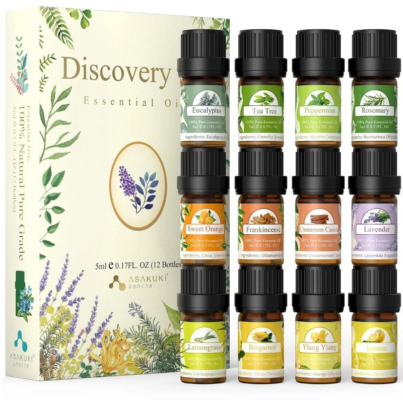 ASAKUKI Top 6 Essential Oils Set, 100% Natural Aromatherapy Oils for Diffusers - น้ำหอม - น้ำมันหอม 