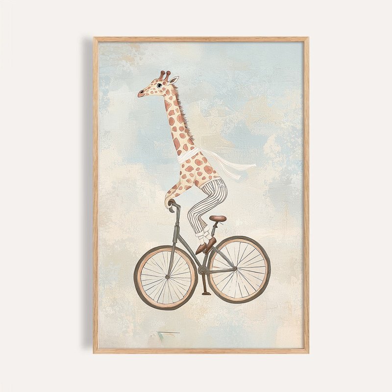 午後踏風的長頸鹿 Afternoon Ride / 童話系列動物插畫 - 海報/掛畫/掛布 - 紙 