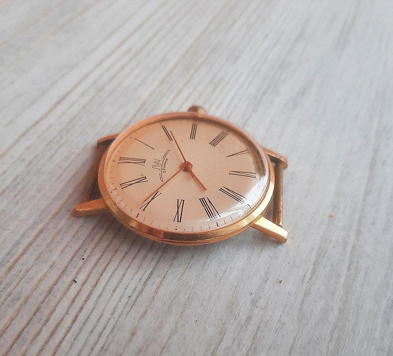 Roman dial Soviet watch Luch 23 jewels, Au 12.5 gold plated wind up mens watch - 男錶/中性錶 - 其他材質 