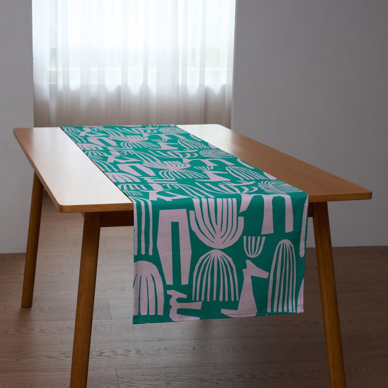 Printed canvas table runner/Mix green - Place Mats & Dining Décor - Cotton & Hemp Multicolor