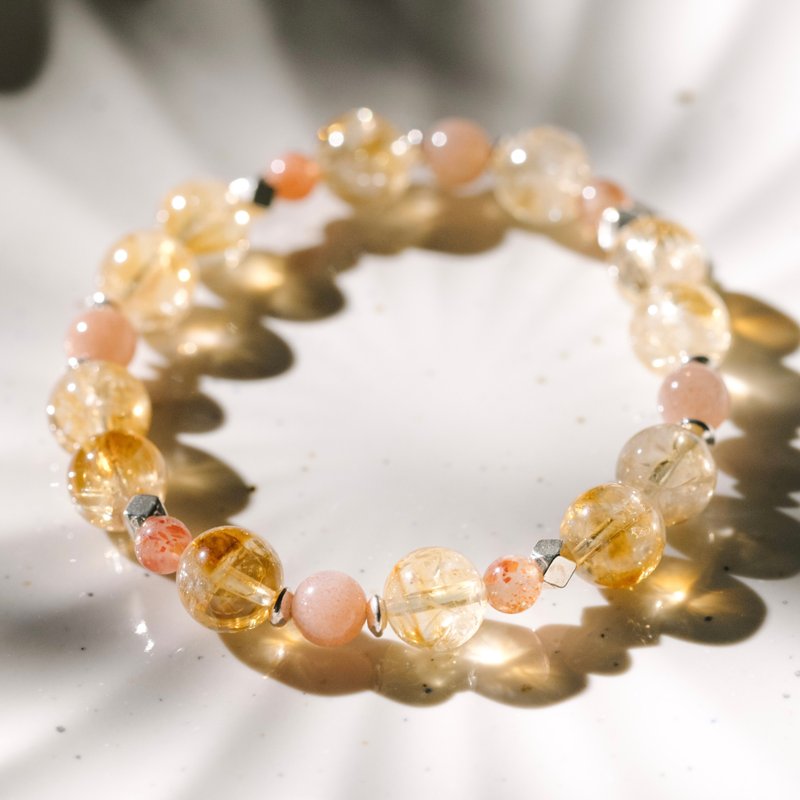 Natural crystal bracelet/Helios. Citrine Orange Moonlight Gold Sun Bracelet - Bracelets - Crystal Yellow