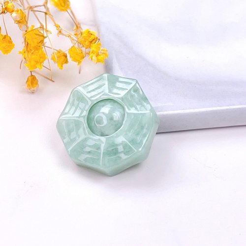 瓔珞珠寶盒 E.L.Jewelry Box 【乾坤太極】冰種飄花翡翠八卦吊墜 | 天然緬甸A貨翡翠 | 送禮