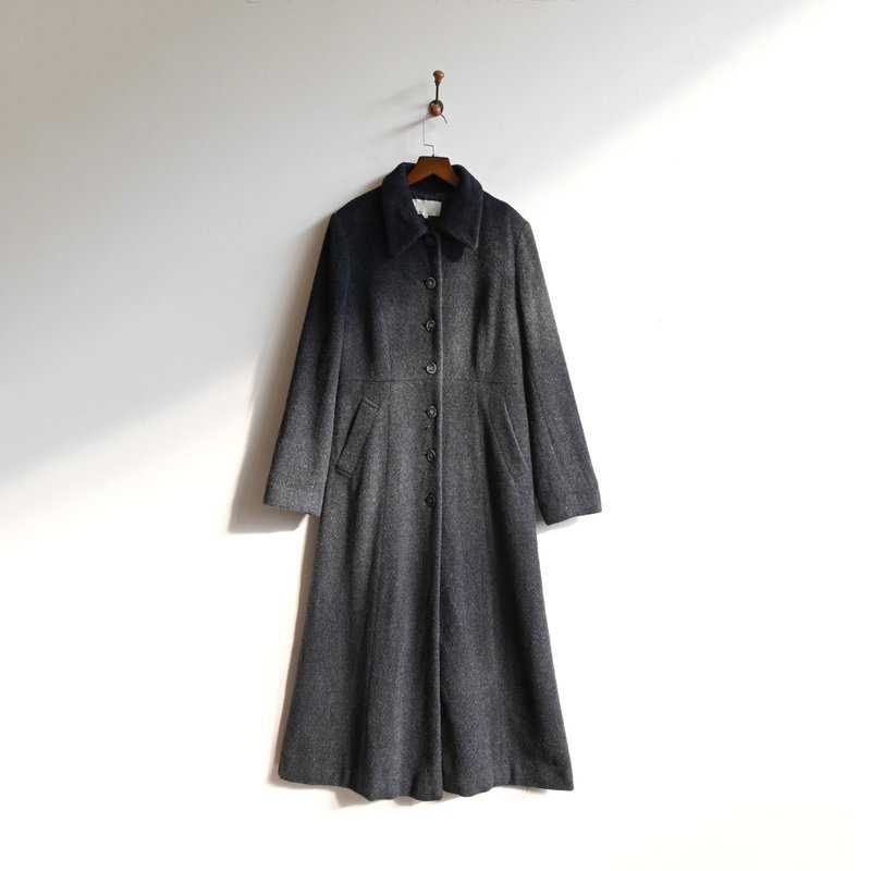 [Egg Plant Vintage] Yunhuang breath Japanese long woolen vintage coat - เสื้อแจ็คเก็ต - ไฟเบอร์อื่นๆ สีเทา