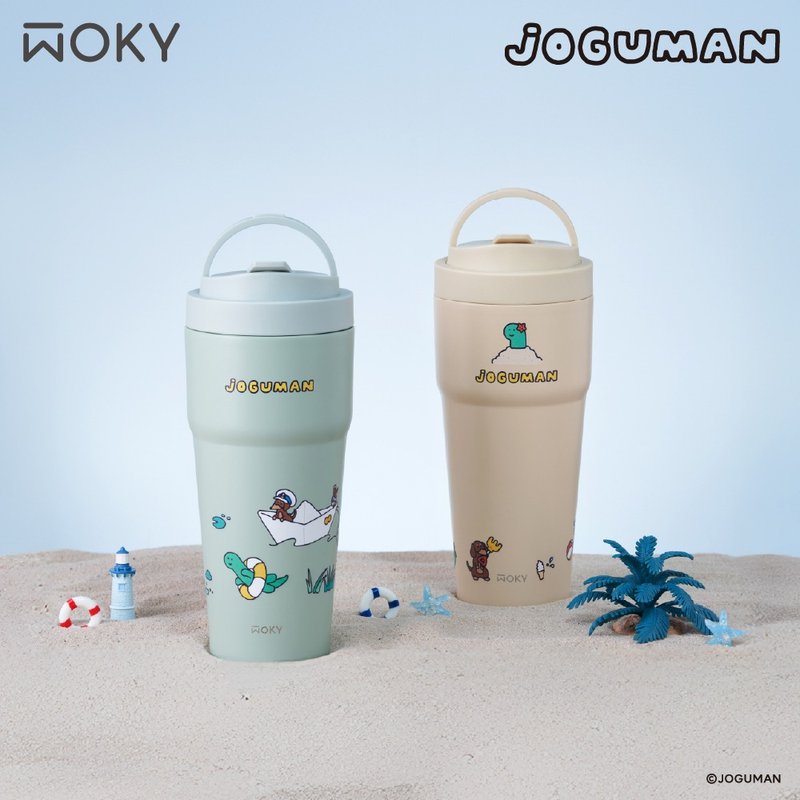 【WOKY Meets JOGUMAN】渾圓杯 雙層陶瓷 750ml-附矽膠粗吸管 - 保溫瓶/保溫杯 - 其他金屬 