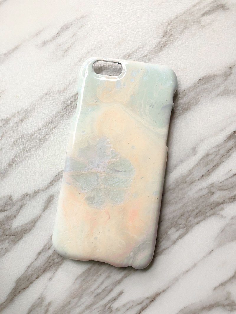 OOAK hand-painted phone case, only one available, Handmade marble IPhone case - Phone Cases - Plastic Silver