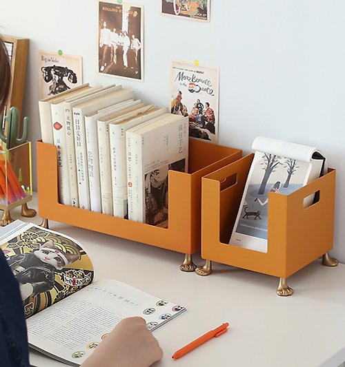 空之喵喵 可愛貓腳 橙色書架 書桌收納 桌面手提置物架